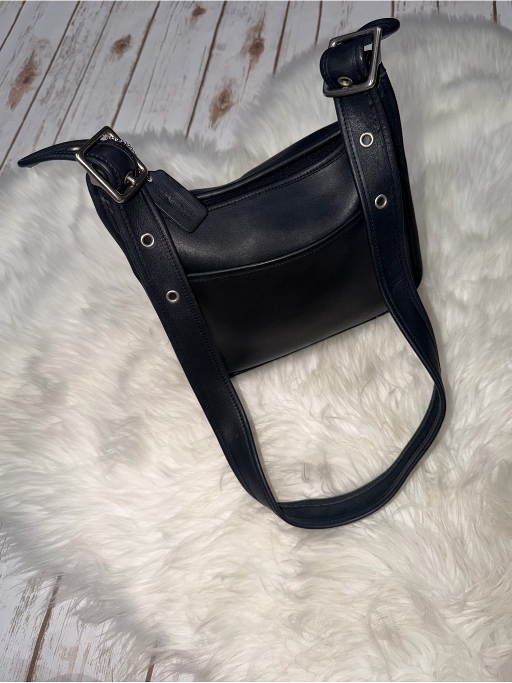 Vintage Coach Legacy Hobo Shoulder Bag Purse Black Leather Top Zipper 9966